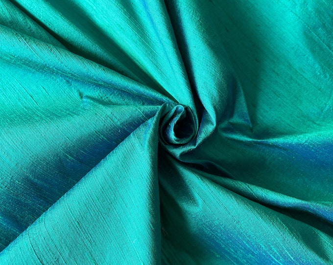 Blue & Green 100% dupioni silk fabric yardage By the Yard *Now 55" wide* SAME DAY SHIPPING