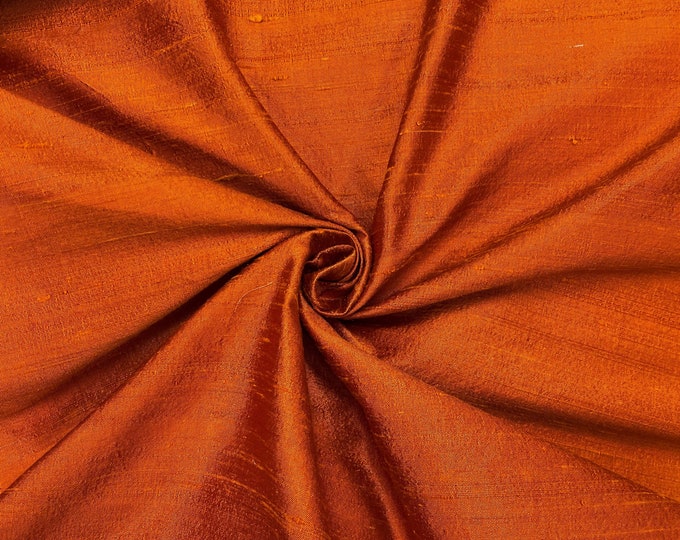 Burnt orange Red 100% dupioni silk fabric yardage By the Yard *Now 55" wide* SAME DAY SHIPPING