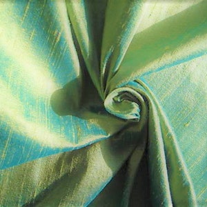 Verde turchese blu iridescente 100% tessuto di seta Shantung tagliato a misura *Ora 55&quot; di larghezza* SPEDIZIONE IN GIORNO