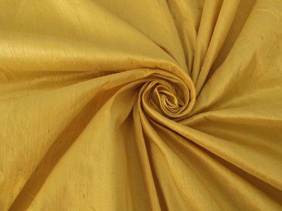 Light Gold Silk Fabric by the Yard, 41 Inch Light Gold Dupioni Silk Fabric,  Wholesale Slub Silk Fabric for Drapes, Curtains, Wedding Dress 
