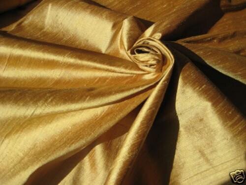 Gold Bamboo Iridescent 100 Dupioni Silk Fabric Yardage By The