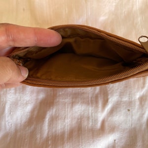 Leather tan coin purse 4 zippered pockets change purse leather coin bag leather coin pouch leather coin holder image 3