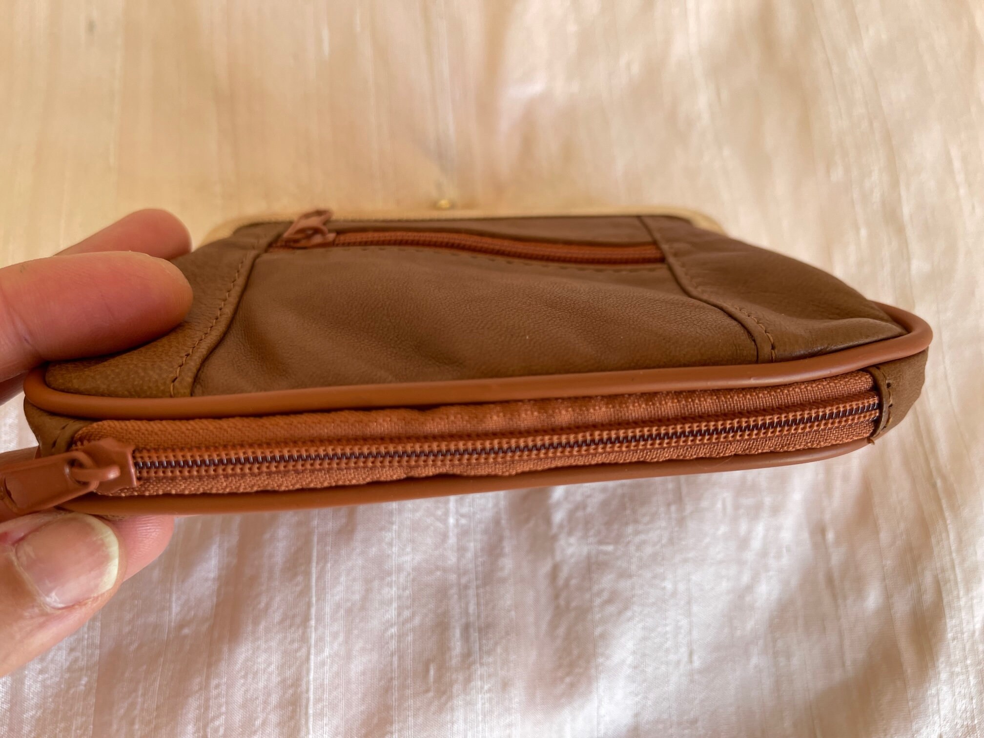 Genuine Leather Change Purse Brown