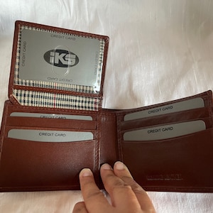 Cartera marrón de coñac bifold, cartera de cuero italiano hecha a mano, cuero de la más alta calidad, cartera de hombre, regalo del día del padre para él