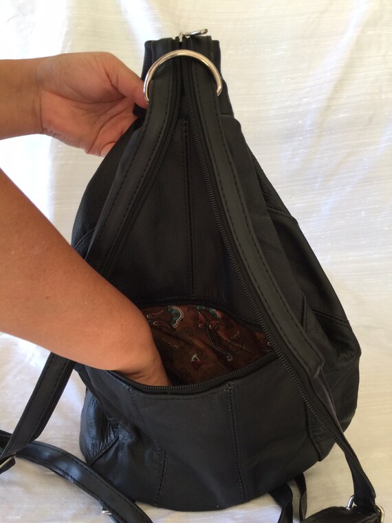 Leather Black Backpack Purse Bag With Adjustable Strap Etsy Australia
