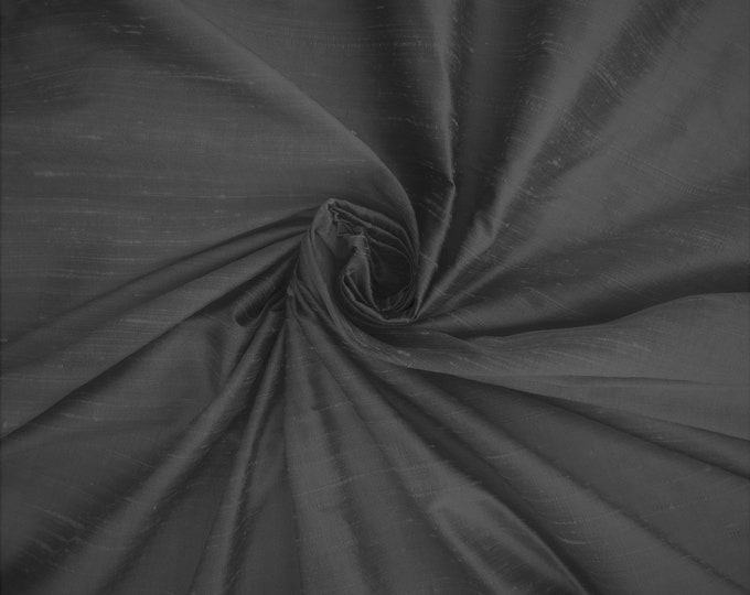 Dark Gray grey 100% dupioni silk fabric yardage By the Yard *Now Charcoal Grey 55" wide* SAME DAY SHIPPING