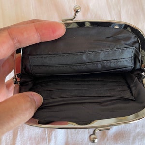 Leather black coin purse id slot snap pocket w/ 6 credit card slots change purse leather coin bag leather coin pouch leather coin holder image 2