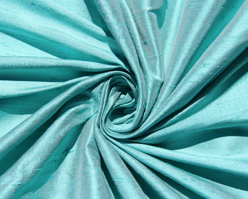 Robin's egg blue 100% dupioni silk fabric yardage By the Yard 45 wide SAME DAY SHIPPING image 1