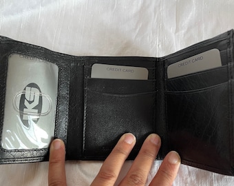 Trifold black wallet, Handmade Italian leather wallet, Highest quality leather, Man wallet, Father's day gift for him