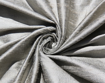 Pewter 100% dupioni silk fabric yardage By the Yard *Now 55" wide* SAME DAY SHIPPING