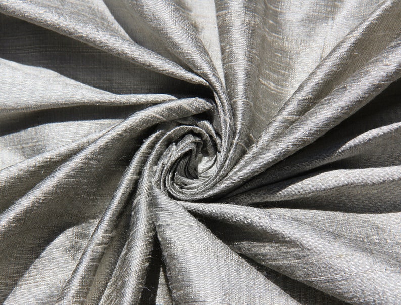 Pewter 100 Dupioni Silk Fabric Yardage by the Yard now Etsy