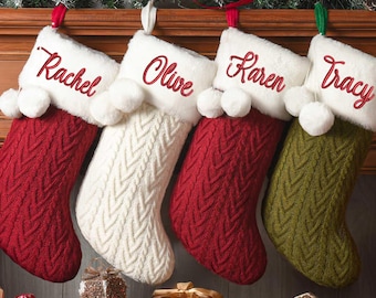2025 Embroidered Christmas Stocking,Personalized Family Christmas Stockings,Knitted Stockings With Name,Monogram Stocking,Holiday Decor Gift