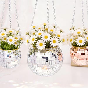 Jardinière murale suspendue Boule disco suspendue Jardinière boule disco d'intérieur Boule scintillante Pot de fleur Cadeau unique pour maman Cadeaux pour la fête des Mères