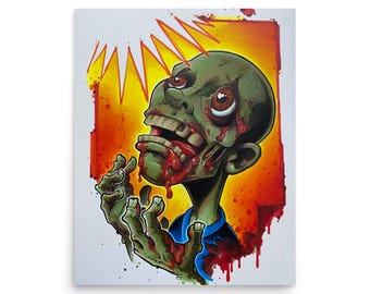Zombie Poster On Thick Matte Paper - Colorful Horror Art Print