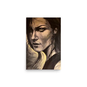 Astare - Póster de arte femenino melancólico sobre papel grueso