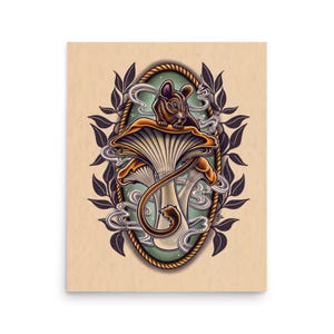 Póster Papel de ratón y rebozuelos botánicos Art Nouveau