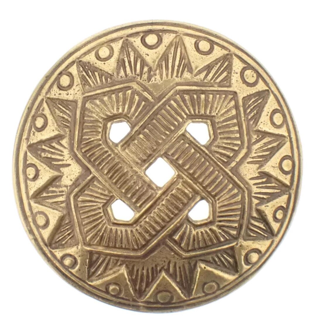Broche Bronze Kalevala Koru - Design Finlandais Viking, Diamètre 32 Mm, Signée, Occasion