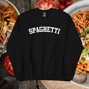Spaghetti Sweater | Pasta Fan Apparel, Comfort Food Clothing, Unisex Spaghetti Top, Foodie Fashion, Italian Cuisine Outfit