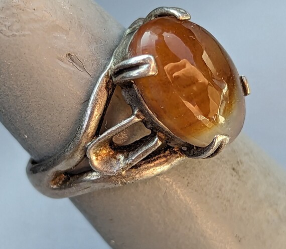 ビンテージ オーダーメイドリングピンク瑪瑙アンティーク シルバー