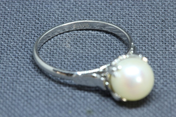 Sterling Silver Akoya Pearl Ring-Vintage Japanese… - image 4