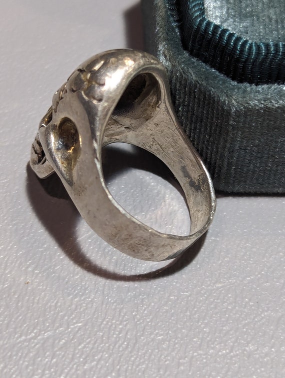 Vintage Men's Sterling Silver Biker Skull Ring - Size 10 - Gifts Vintage Men's Sterling Silver Biker Skull Ring - Size 10 - Gifts