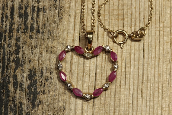 Ross Simons 925 Sterling Silver Gold Plated Ruby … - image 1