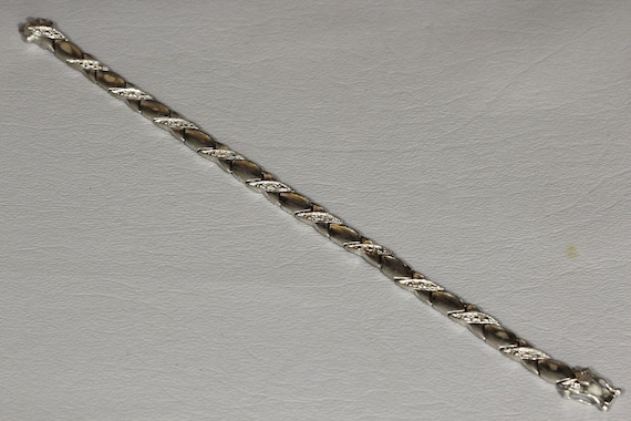 Vintage FAS Sterling Silver Diamond Accent X O Tennis Link
