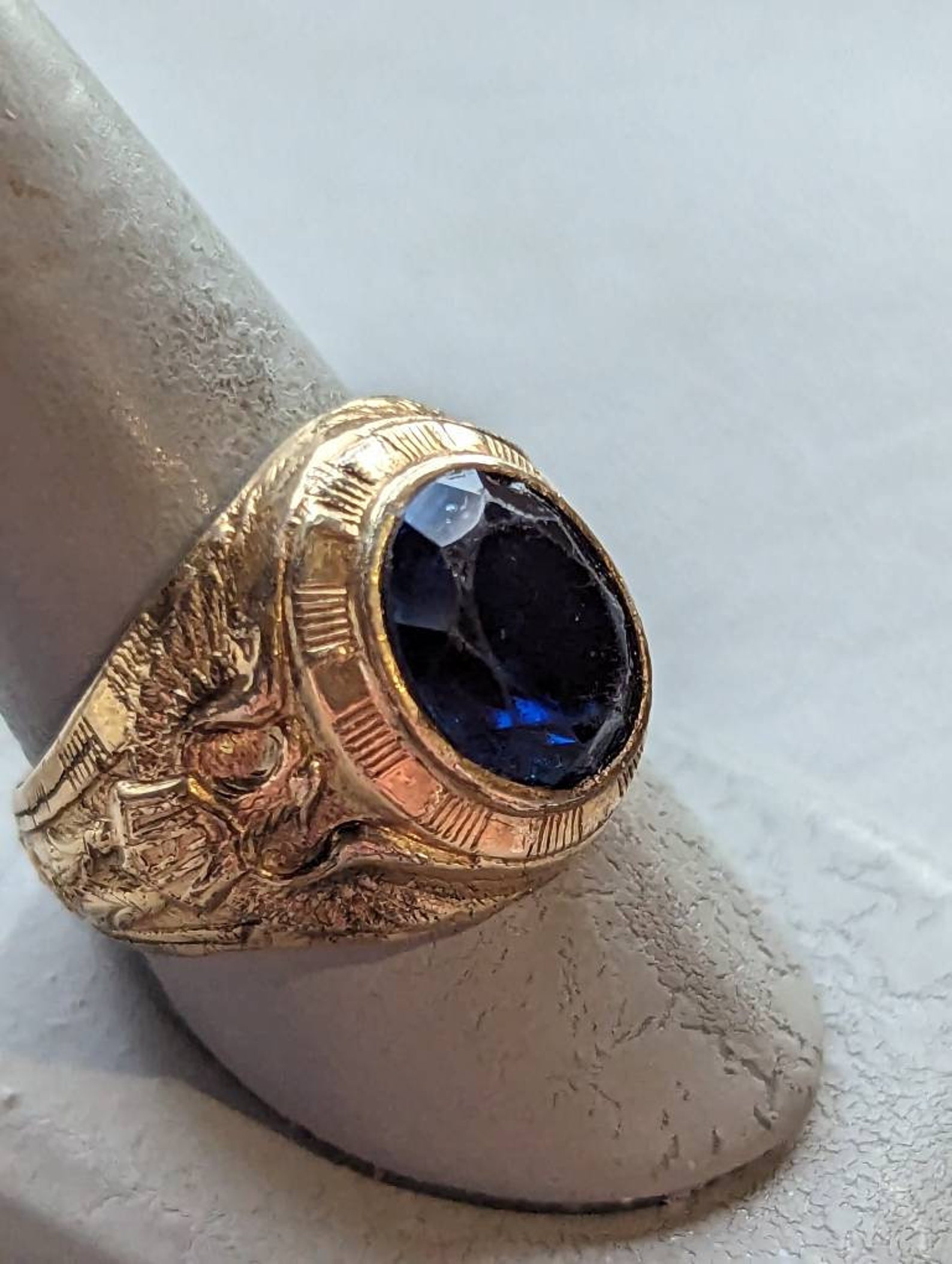 US Navy Sterling Silver 14k GP Ringart Deco Men's Navy Etsy