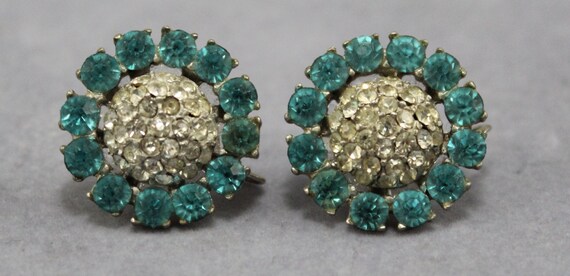 Art Deco Rhinestone Earrings ,Flower Figurals Vin… - image 3