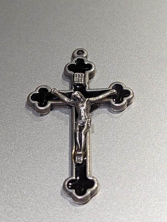 Vintage Italy Crucifix Cross-Fine Sterling Silver… - image 1