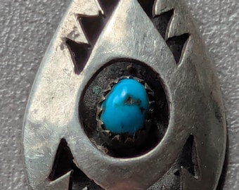 Atkinson Trading Co Navajo Turquoise Sterling Silver Pendant F. White