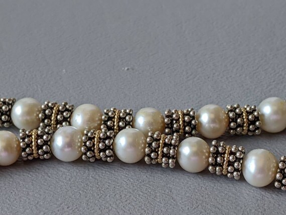 Signed P Pearl Sterling Silver Beaded Necklace-Fi… - image 5