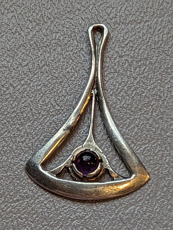 Arts and Crafts Amethyst Sterling Silver Pendant-A
