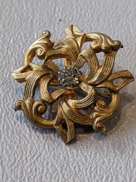 Victorian Gold Filled Diamond Paste Pin-Early Vict