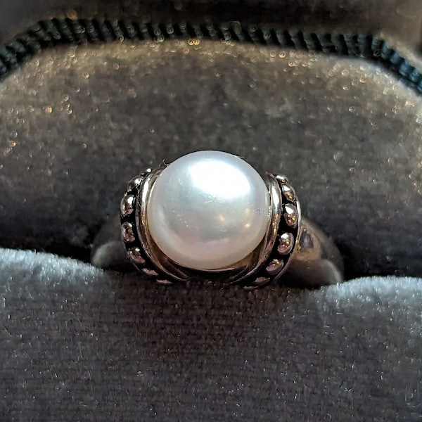 Honora Pallini Fresh Water Cultured Pearl Sterling Silver Ring-Gift for Her June Birthstone Gift Jewelry-Size 6 Gemstone Statement Ring