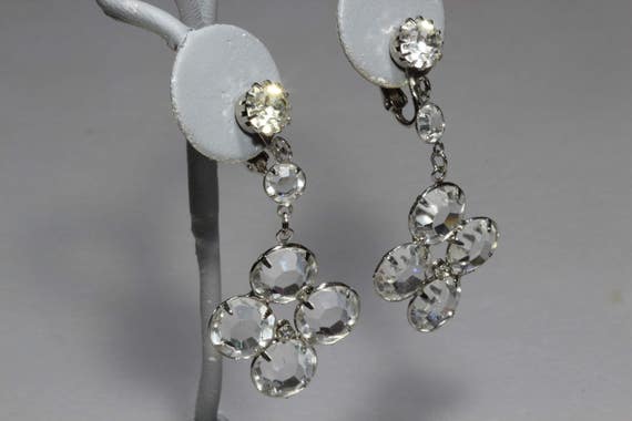 Vintage Crystal Drop Earrings, Chandelier Stateme… - image 2