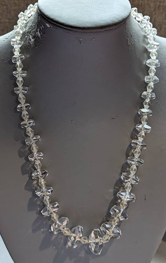 Art Deco Cut Crystal Bead Necklace-Antique Art Dec