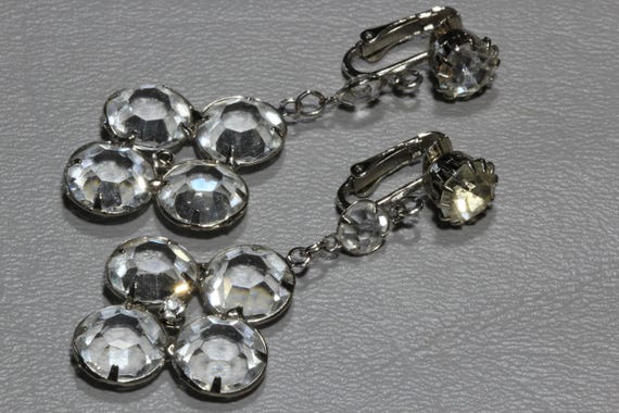 Vintage Crystal Drop Earrings, Chandelier Stateme… - image 4