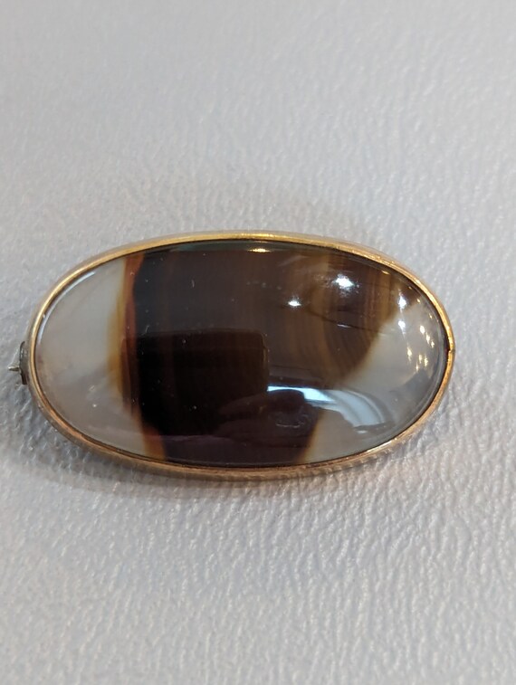 Antique Agate Gold Filled Brooch Pin-Edwardian Er… - image 3