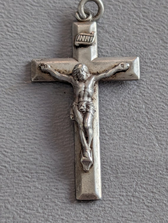 Vintage Sterling Silver Crucifix Cross Pendant-Rel