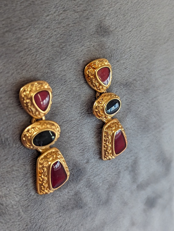 Anne Klein Gripoix Earrings-Vintage Byzantine Etr… - image 3