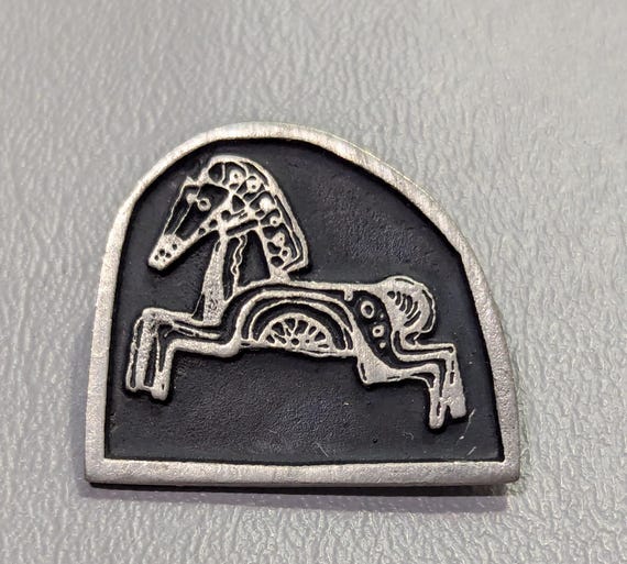 Vintage Alice Warder Seely Pewter Horse Pin: Mid-century Modern