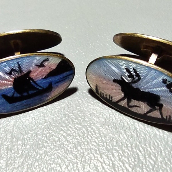 DAVID ANDERSEN Sterling Silver Guilloche Enamel Cufflinks -925 Norway Fine Men's Jewelry-Gifts For Him-Men's Accessories-2 Sided Cuff Links