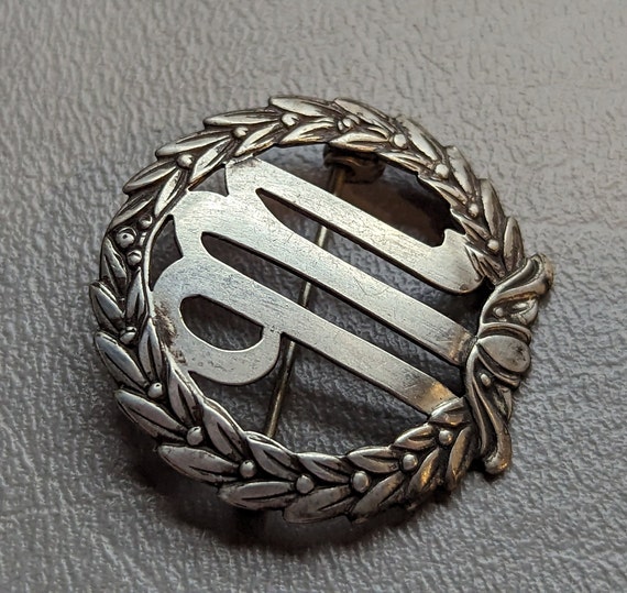 Antique Mourning Pin Sterling Silver Letter M Mon… - image 5