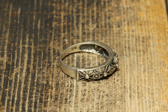 Sterling Silver Signed D Band Ring-Filigree Jewel… - image 4