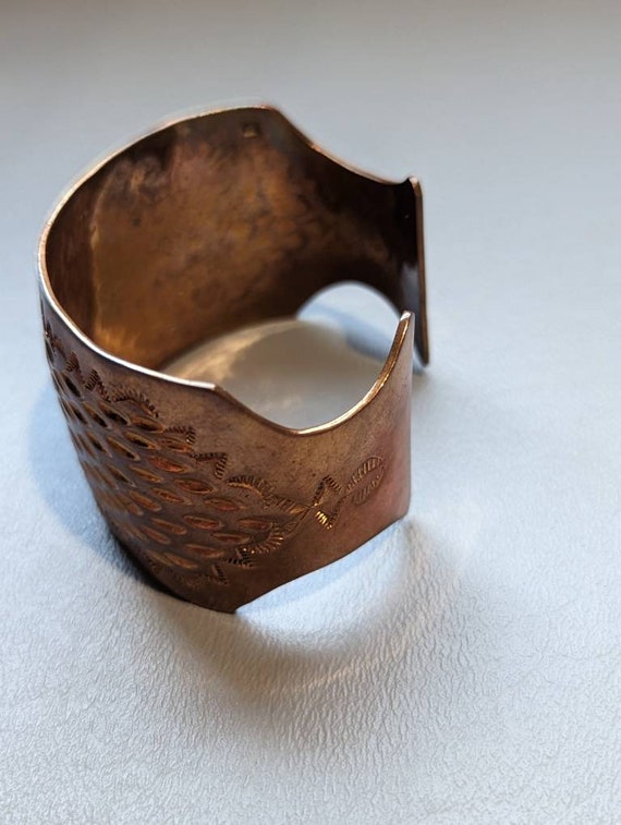Southwestern Copper Wide Cuff Bracelet-Vintage So… - image 3
