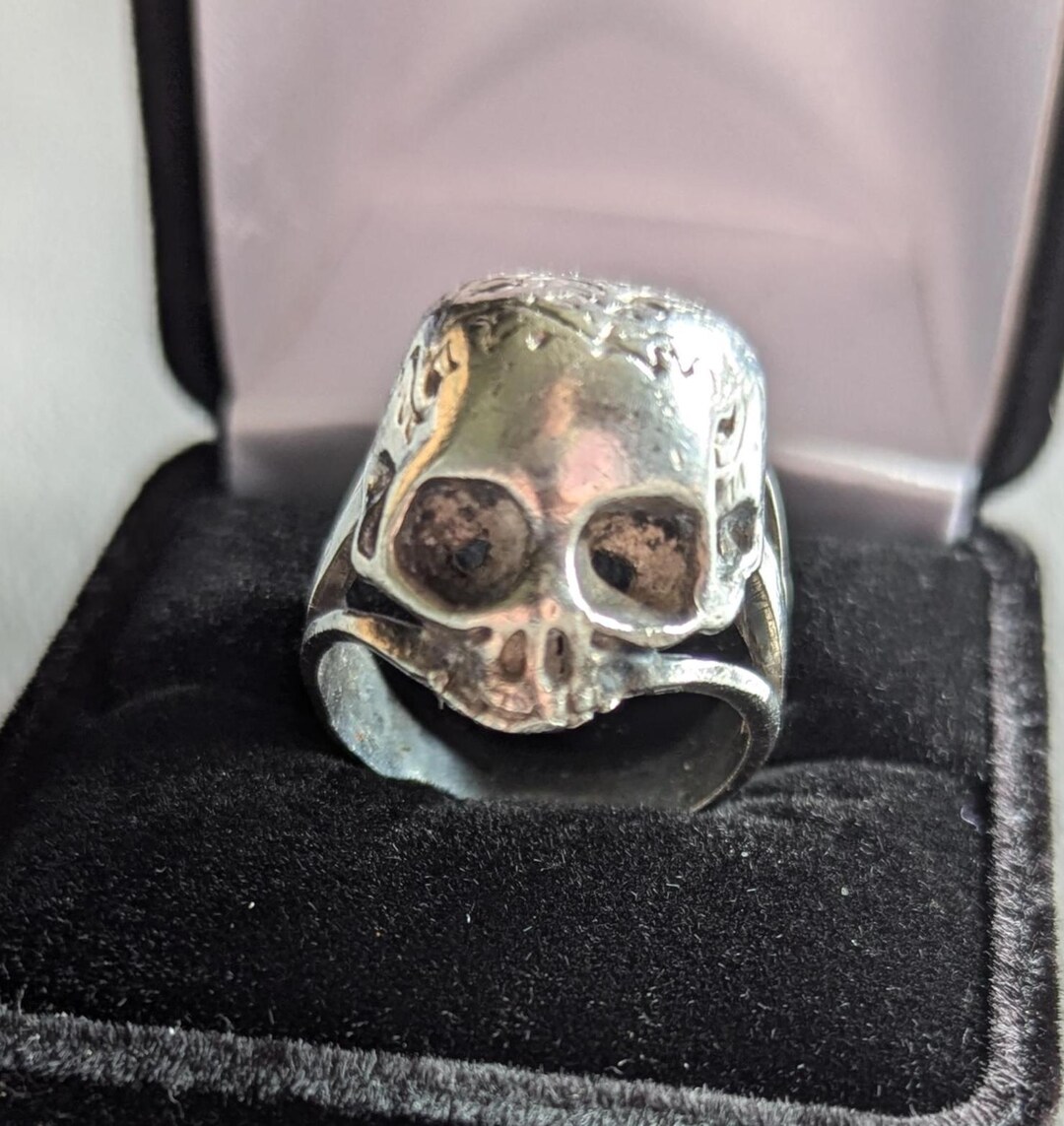 Men's Sezgin 925 Sterling Silver Skull Ring Size 9 - Biker Gothic