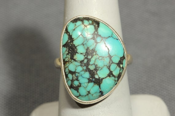 Modernist Turquoise Sterling Silver Ring,925 Fine… - image 5
