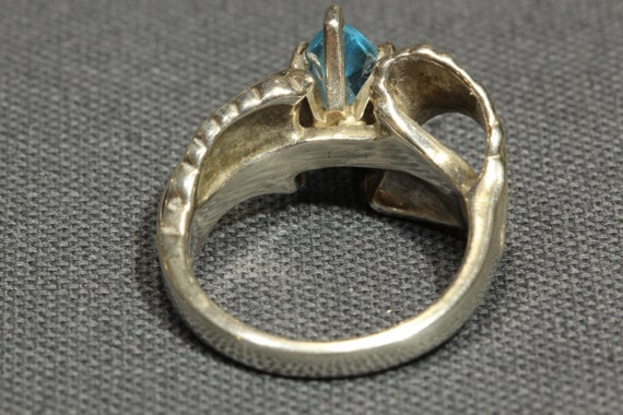 Sterling Silver Blue Topaz Ring,Signed PO FIne Je… - image 5