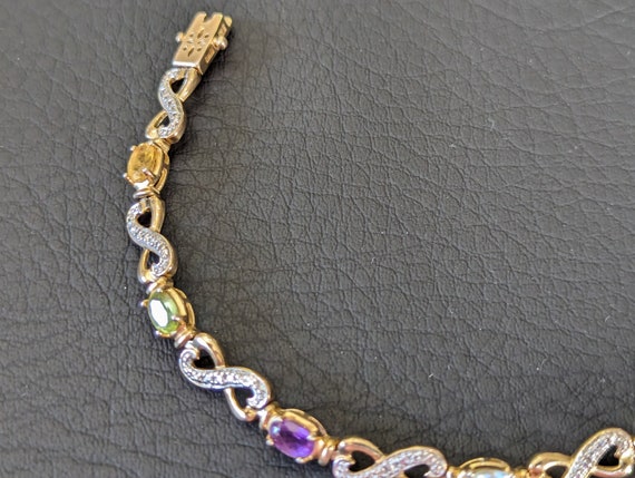 Ross Simons Multi Gemstone Link Bracelet-Designer Signed Jewelry-Gifts for Women-18k Gold Over Sterling Silver View 4